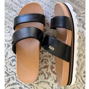 Reef Banded Horizon Hi Slip On Double Strap Sandals Black Size 10